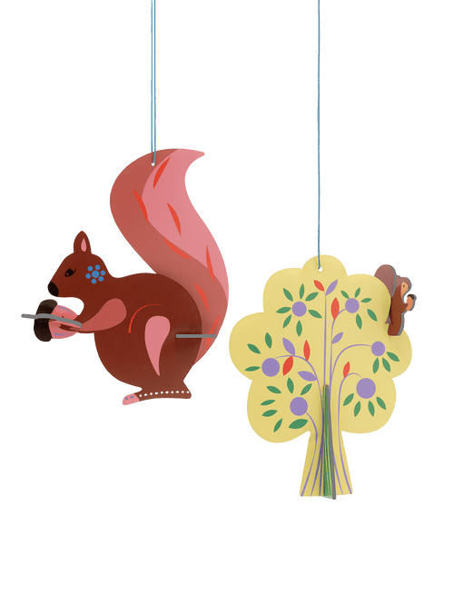 Bring Nordic woodland magic to the holidays with The Story Tree by Studio ROOF, a pair of colourful 3D ornaments made from recycled cardboard.